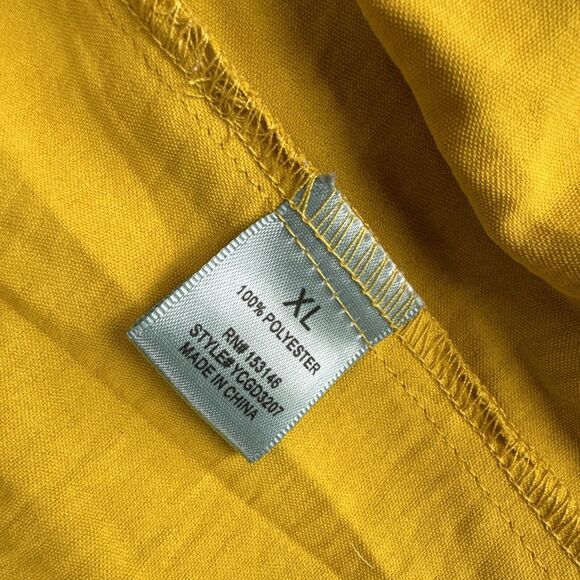 Good Luck Gem Oversized Dress Women's XL Mustard Yellow Tie Front Pockets (0726) - Picture 5 of 12